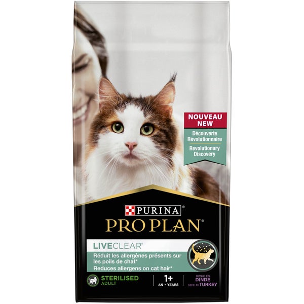 Croquette chat stérilisé proplan liveclear adulte dinde 1,4kg