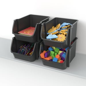Tour de rangement 4 bacs FLY TOWER gris anthracite, SUNDIS
