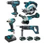 Pack de 5 outils sans fils MAKITA Lot0334, 3 batteries 4Ah