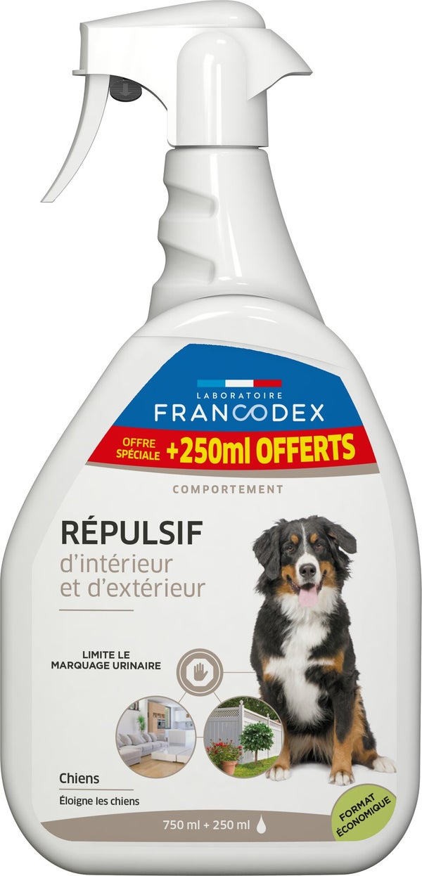 Répulsif chien intérieur & extèrieur FRANCODEX 750ml+250ml