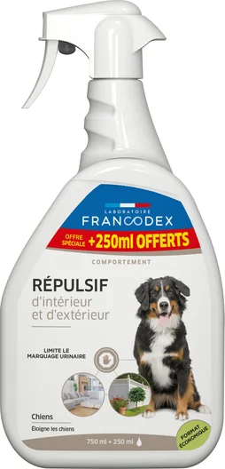 Répulsif chien intérieur & extèrieur FRANCODEX 750ml+250ml