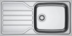 Evier à encastrer, 1 bac avec égouttoir inox et résine Loki 2 gris