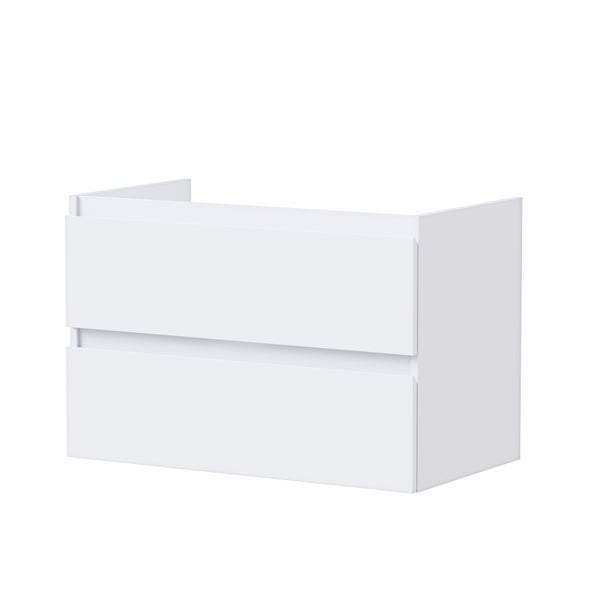 Meuble de salle de bains simple vasque, 2t L.80cm x H.53cm x P.45cm blanc mat Es