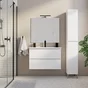 Meuble de salle de bains simple vasque, 2t L.80cm x H.53cm x P.45cm blanc mat Es