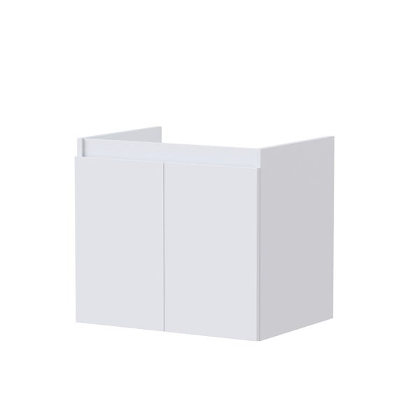 Meuble de salle de bains simple vasque, 2p L.60cm x H.53cm x P.45cm blanc mat Es