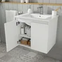 Meuble de salle de bains simple vasque, 2p L.60cm x H.53cm x P.45cm blanc mat Es