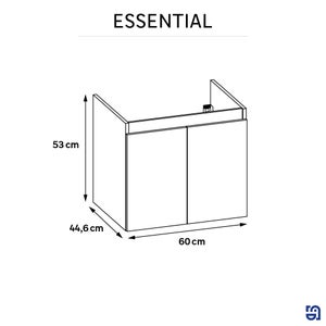 Meuble de salle de bains simple vasque, 2p L.60cm x H.53cm x P.45cm blanc mat Es