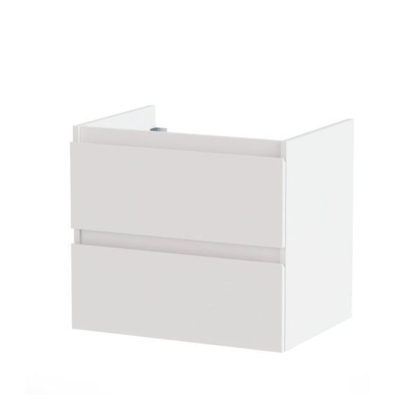 Meuble de salle de bains simple vasque, 2t L.60cm x H.53cm x P.45cm blanc mat Es