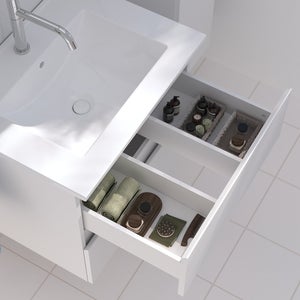 Meuble de salle de bains simple vasque, 2t L.60cm x H.53cm x P.45cm blanc mat Es