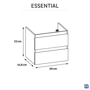 Meuble de salle de bains simple vasque, 2t L.60cm x H.53cm x P.45cm blanc mat Es