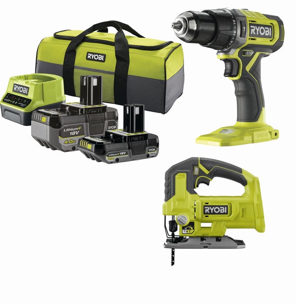 Pack de 2 outils sans fils RYOBI Rck182-242sj, 2 batteries 4Ah, 2Ah