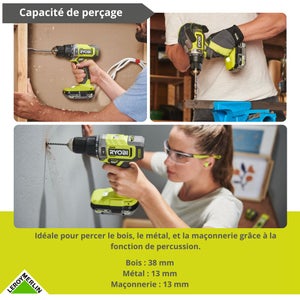 Pack de 2 outils sans fils RYOBI Rck182-242sj, 2 batteries 4Ah, 2Ah