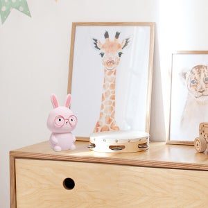 Lampe Bunny rechargeable, pvc, rose, H.16 cm LED