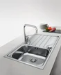 Evier à encastrer 1 bac avec égouttoir inox anti-rayures LOKI 2 gris