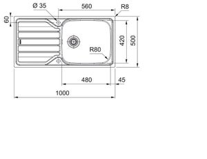Evier à encastrer 1 grand bac avec égouttoir inox anti-rayures LOKI 2 gris