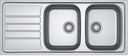 Evier à encastrer 2 bacs avec égouttoir inox anti-rayures LOKI 2 gris