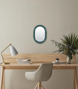 Miroir ovale résine bleu Color, l.15.8 x H.22 cm