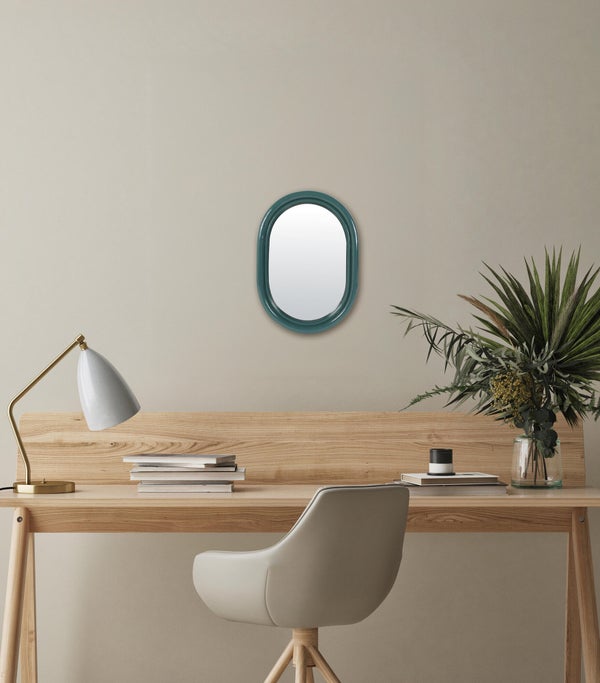 Miroir ovale résine bleu Color, l.15.8 x H.22 cm