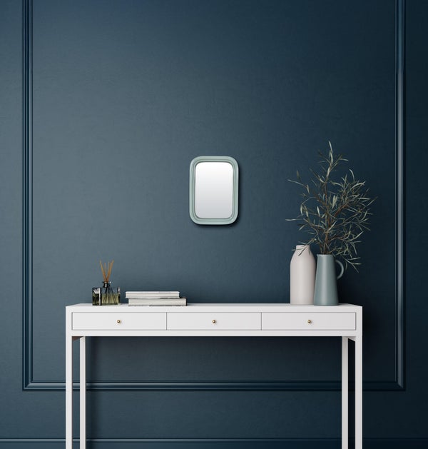 Miroir rectangulaire résine bleu clair Color, l.15.5 x H.22 cm