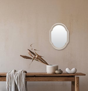 Miroir irrégulier résine beige Color, l.17.5 x H.23.8 cm