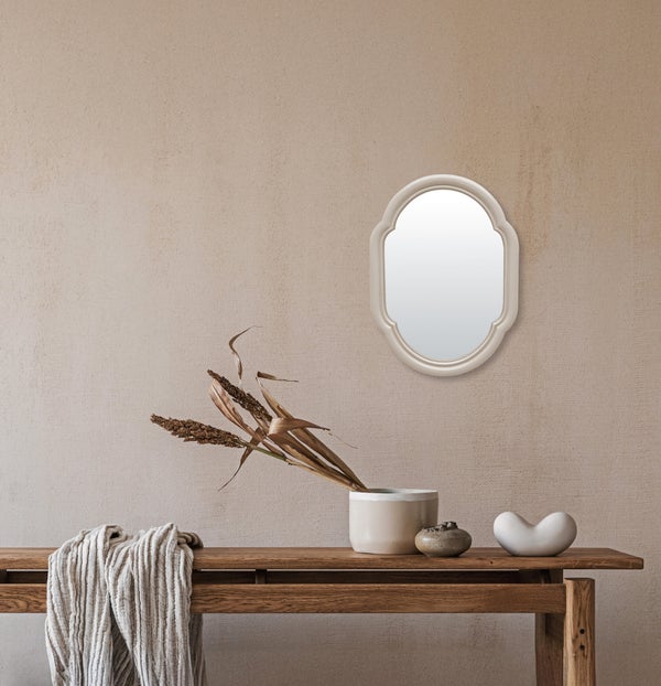 Miroir irrégulier résine beige Color, l.17.5 x H.23.8 cm
