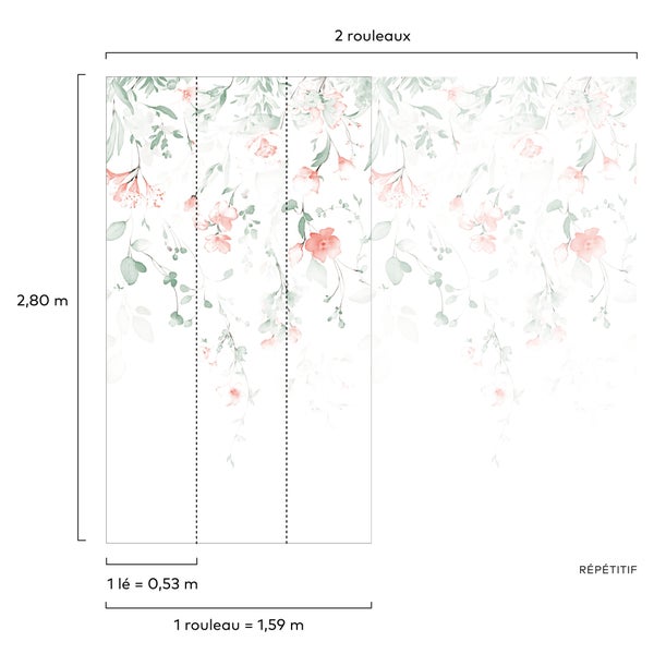 Papier peint panoramique Liane Flora multicouleur l.159 x H.280 cm
