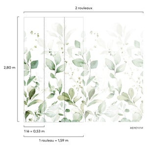 Papier peint pvc Feuilles quillan vert/blanc