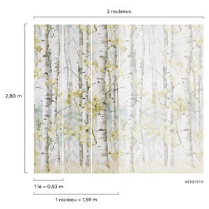 Papier peint pvc Forêt betula multicolore