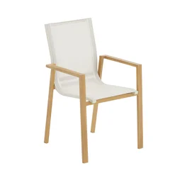 Fauteuil de jardin NATERIAL Odyssea gamma en aluminium effet bois beige