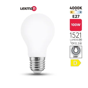 Ampoule led standard verre e27 11,2w=100w 1521lm depolie 4000k lexman