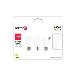 Ampoule led standard verre e27 11,2w=100w 1521lm depolie 4000k x3 lxm