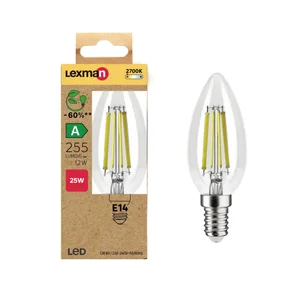 Ampoule led flamme lisse e14 2w=25w 255lm claire 2700k classe a lexman