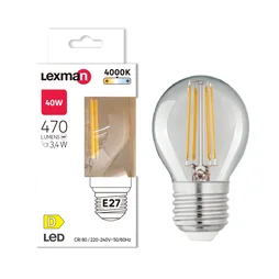 Ampoule led spherique verre e27 3,4=40w 470lm claire 4000k lexman