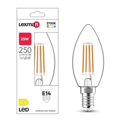 Ampoule led flamme verre e14 1,8w=25w 250lm claire 2700k lexman