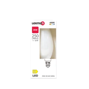 Ampoule led flamme verre e14 1,8w=25w 250lm depolie 4000k lexman