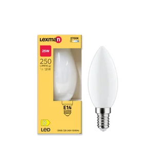 Ampoule led flamme verre e14 1,8w=25w 250lm depolie 2700k lexman