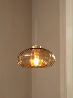 Suspension Decor glass cristal, ambre, Diam.28 cm, E27