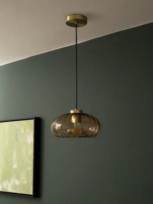Suspension Decor glass cristal, ambre, Diam.28 cm, E27