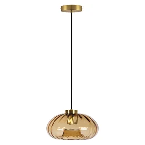 Suspension Decor glass cristal, ambre, Diam.28 cm, E27