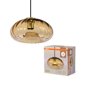 Suspension Decor glass cristal, ambre, Diam.28 cm, E27