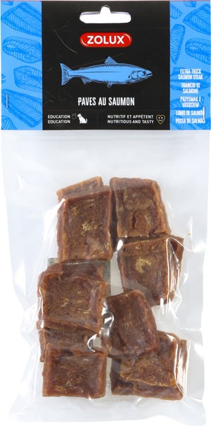 Friandise chien pavés au saumon 100g