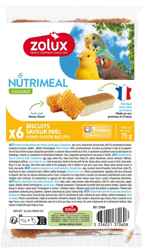 Biscuit oiseau nutrimeal miel x6