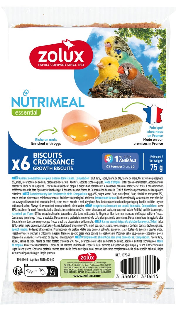 Biscuit oiseau nutrimeal élevage x6