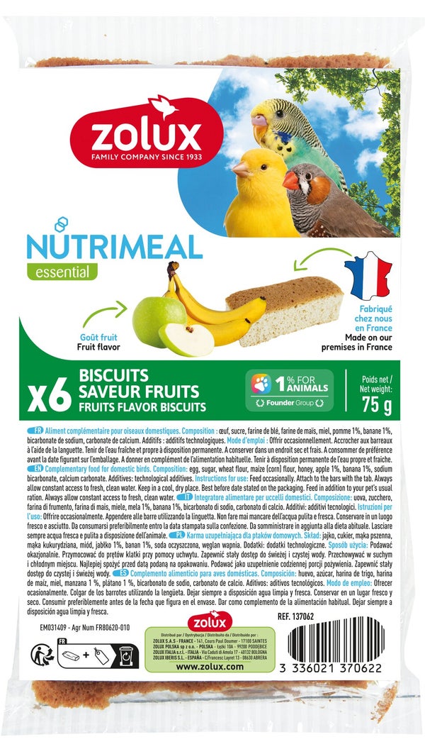 Biscuit oiseau nutrimeal pom/banane x6