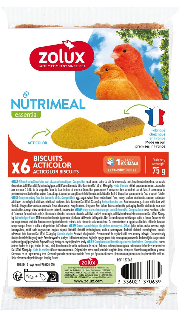Biscuit oiseau nutrimeal acti color x6
