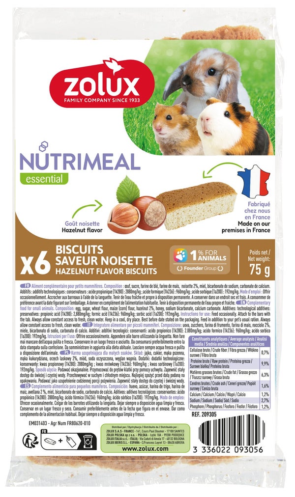 Biscuit rongeur nutrimeal noisette x6