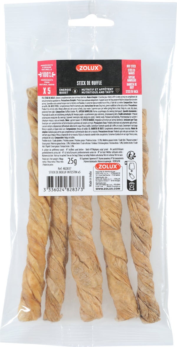 Friandise chien stick boeuf intestin x5
