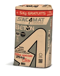 Béton à empreinte carbone réduite, gris, SACAMAT, 30kg