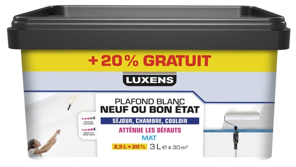 Peinture plafond mat LUXENS Neuf ou bon état 2.5L+20% gratuit