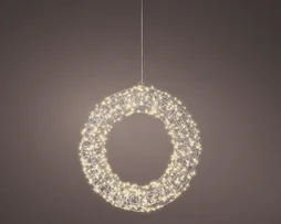 Couronne ext microled 500l blanc chaud d38cm câble argent 5m